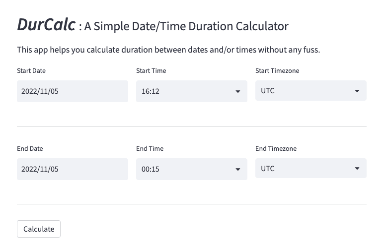 DurCalc : Hassle-Free Calculation of Date and Time Durations